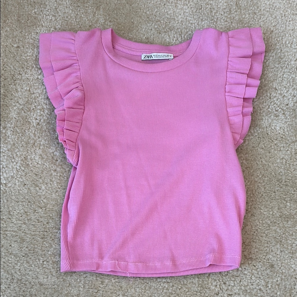 Zara Pink Ruffle Sleeve Blouse